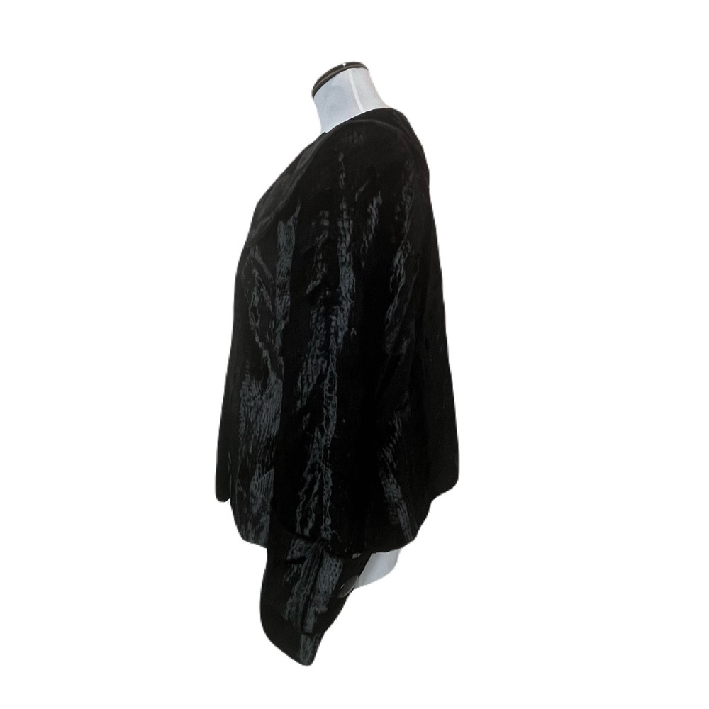 Vintage Charles Gray London Black Velvet Snake Embossed Women's Jacket SZ L - Picture 6 of 13